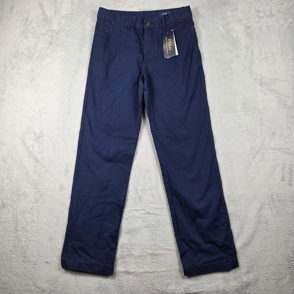 Polo Ralph Lauren Chino Pants Kids Size 12 Navy Blue NEW Stretch Cotton Twill